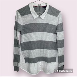 Tommy Hilfiger Striped Cardigan With Sewn in Blouse